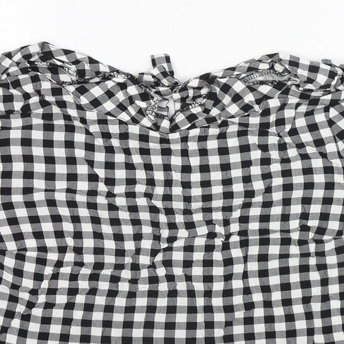 Therapy Womens Black Check Viscose Basic Blouse Size 12 Round Neck