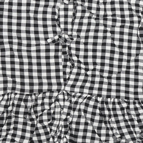 Therapy Womens Black Check Viscose Basic Blouse Size 12 Round Neck