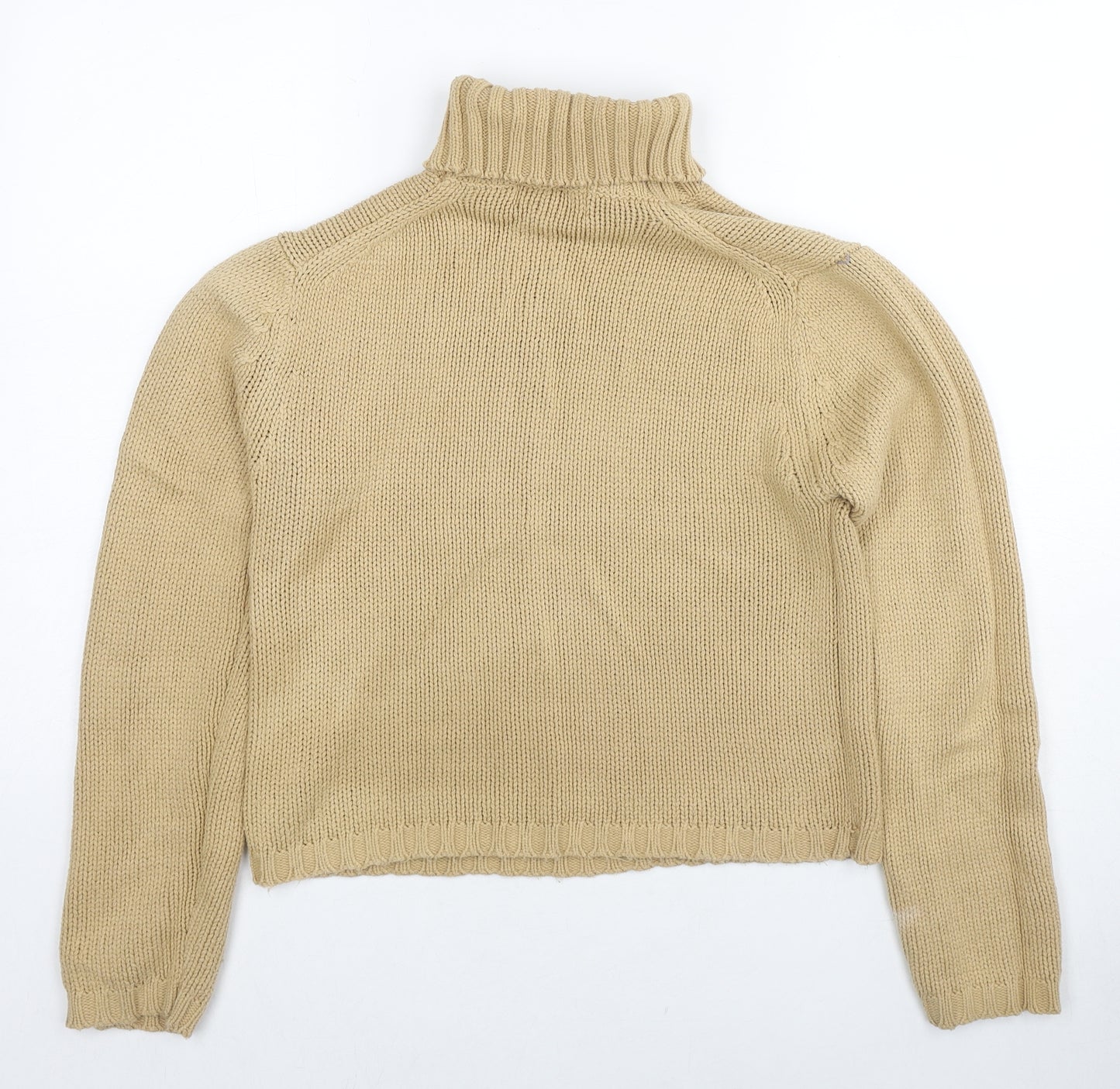 Yukimo Masahiro Womens Beige Roll Neck Ramie Pullover Jumper Size 14