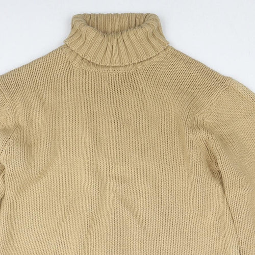 Yukimo Masahiro Womens Beige Roll Neck Ramie Pullover Jumper Size 14