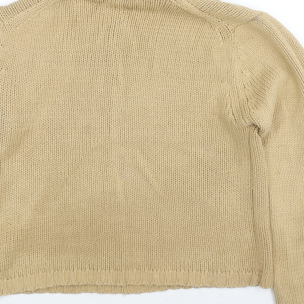 Yukimo Masahiro Womens Beige Roll Neck Ramie Pullover Jumper Size 14