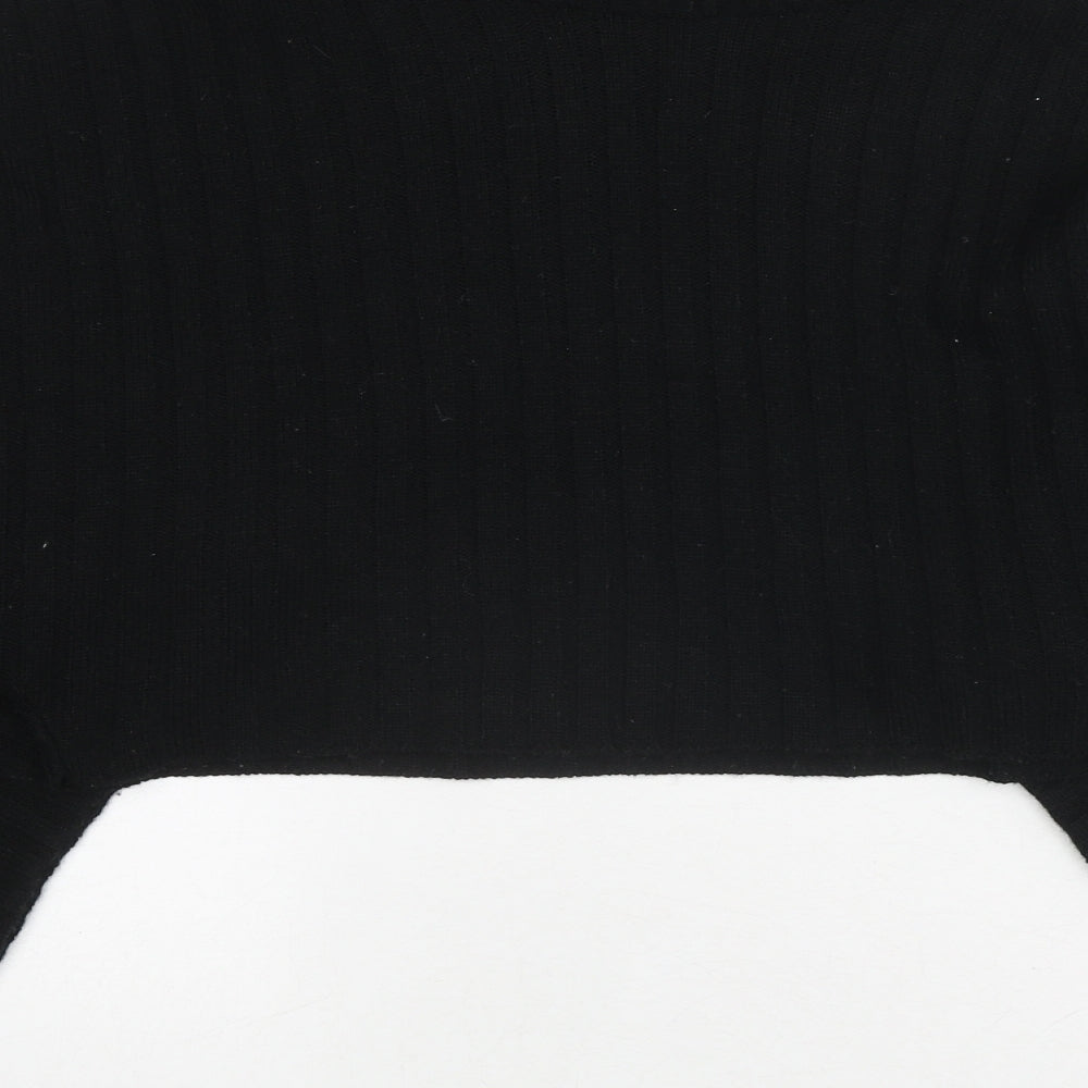 Boohoo Womens Black Roll Neck Acrylic Pullover Jumper Size M - Cropped