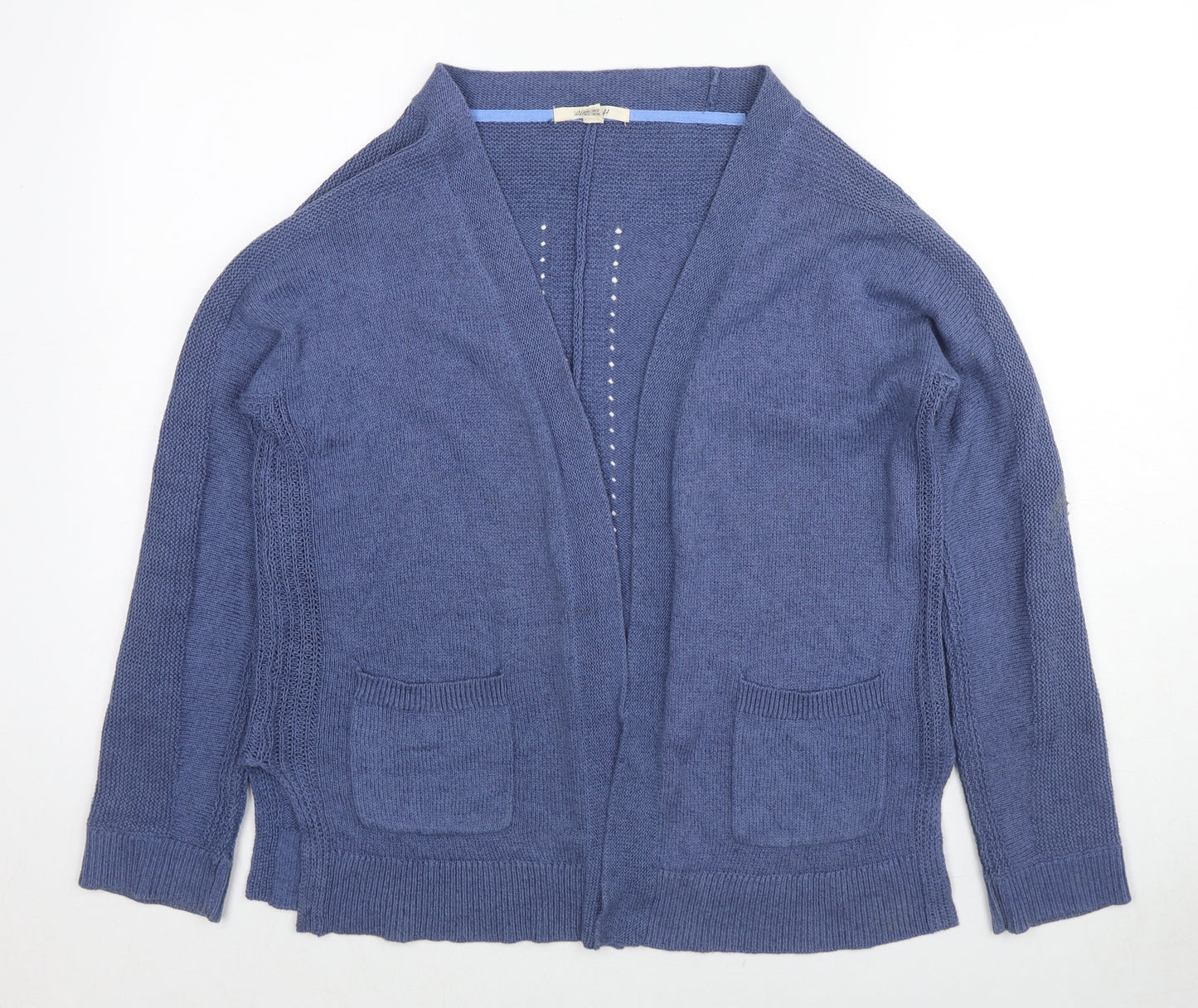 White Stuff Womens Blue V-Neck Cotton Cardigan Jumper Size 14