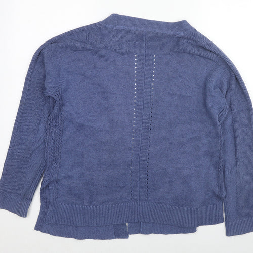 White Stuff Womens Blue V-Neck Cotton Cardigan Jumper Size 14