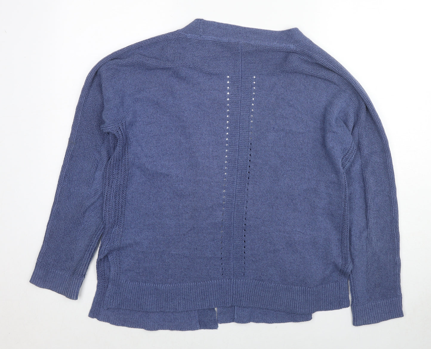 White Stuff Womens Blue V-Neck Cotton Cardigan Jumper Size 14