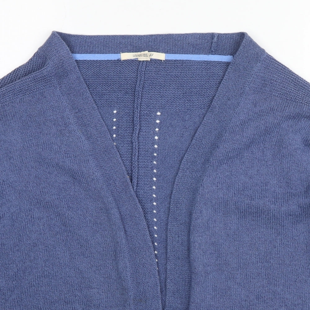 White Stuff Womens Blue V-Neck Cotton Cardigan Jumper Size 14