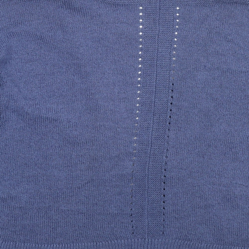 White Stuff Womens Blue V-Neck Cotton Cardigan Jumper Size 14