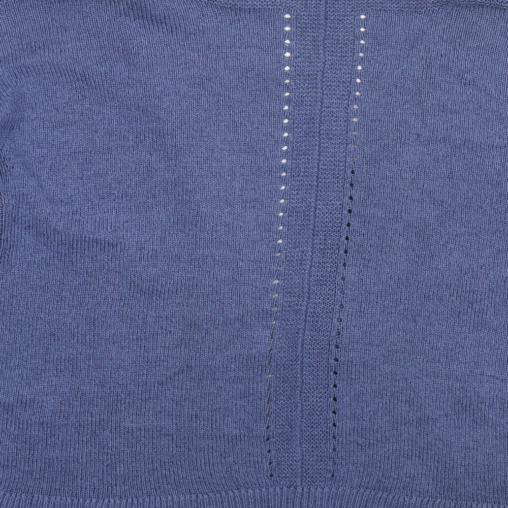 White Stuff Womens Blue V-Neck Cotton Cardigan Jumper Size 14