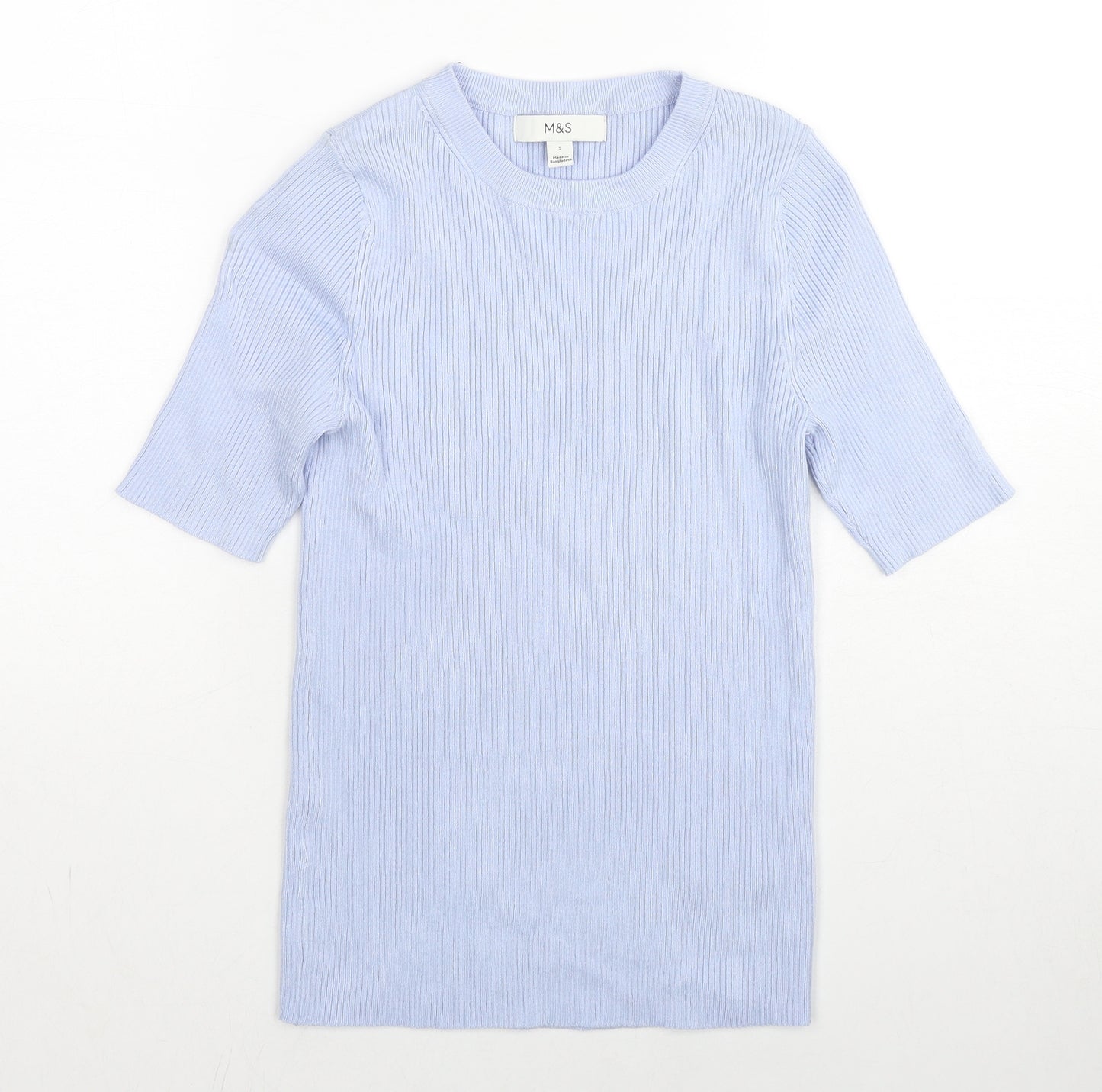 Marks and Spencer Womens Blue Round Neck Viscose Pullover Jumper Size S