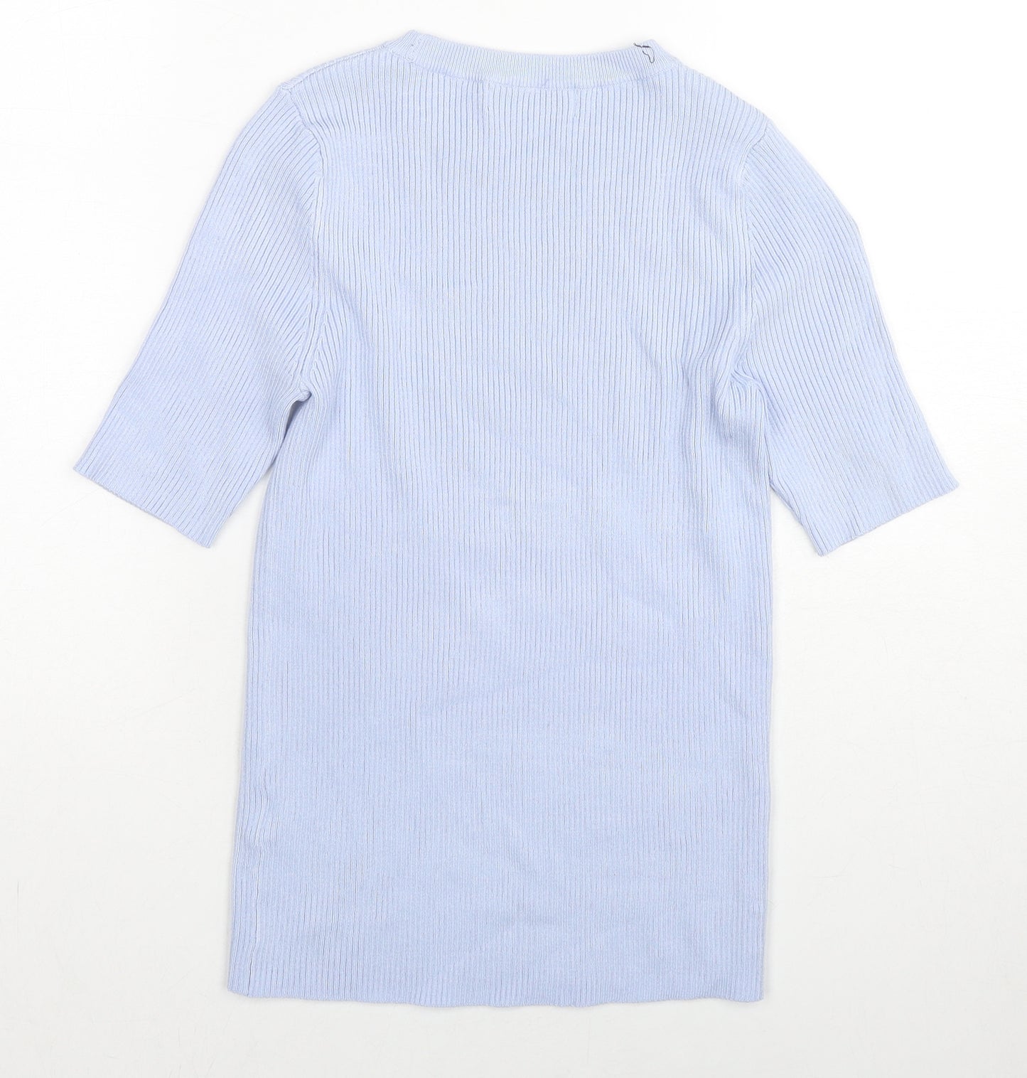 Marks and Spencer Womens Blue Round Neck Viscose Pullover Jumper Size S