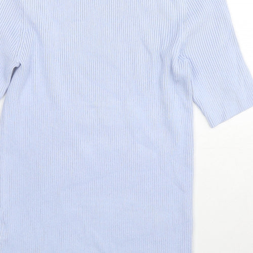Marks and Spencer Womens Blue Round Neck Viscose Pullover Jumper Size S
