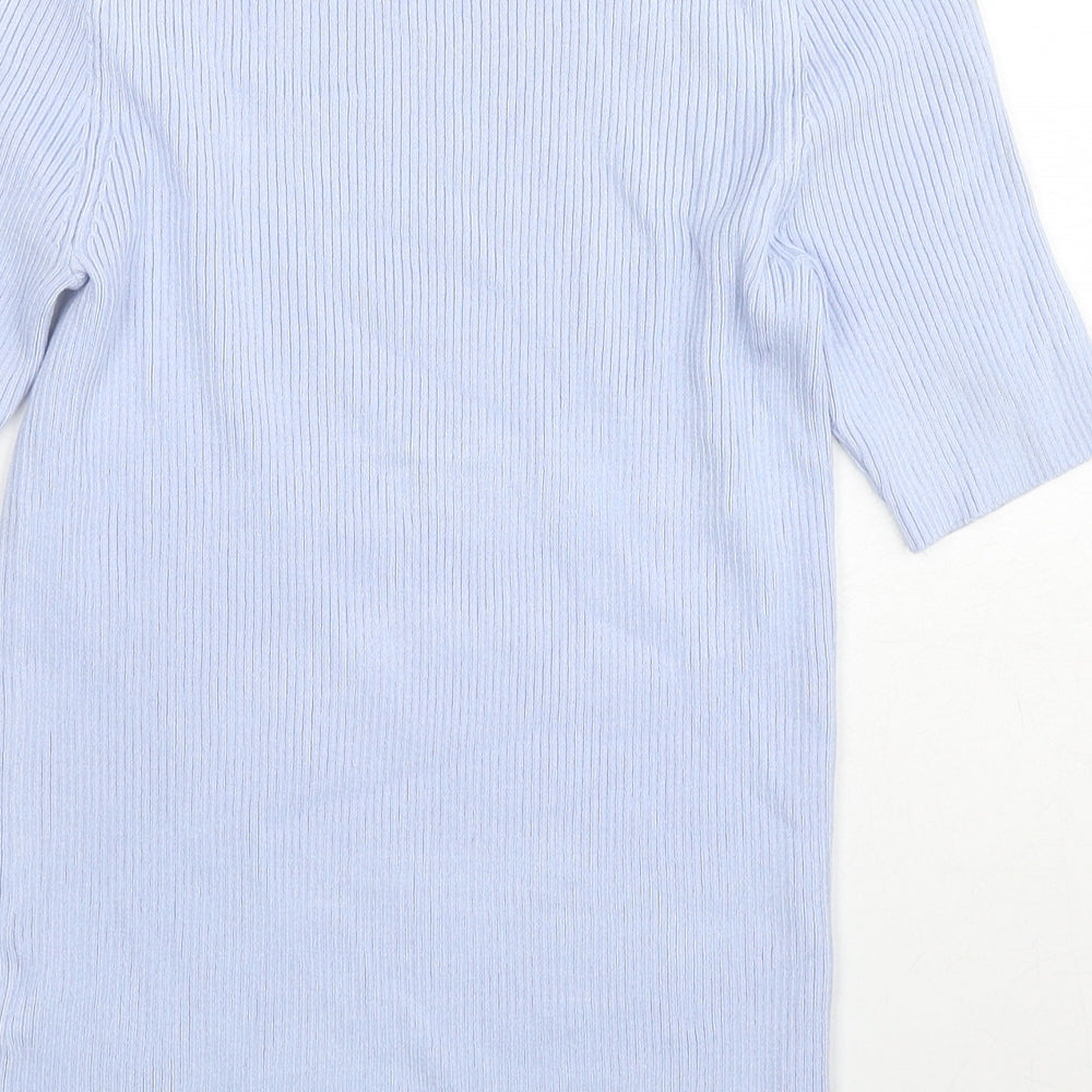 Marks and Spencer Womens Blue Round Neck Viscose Pullover Jumper Size S