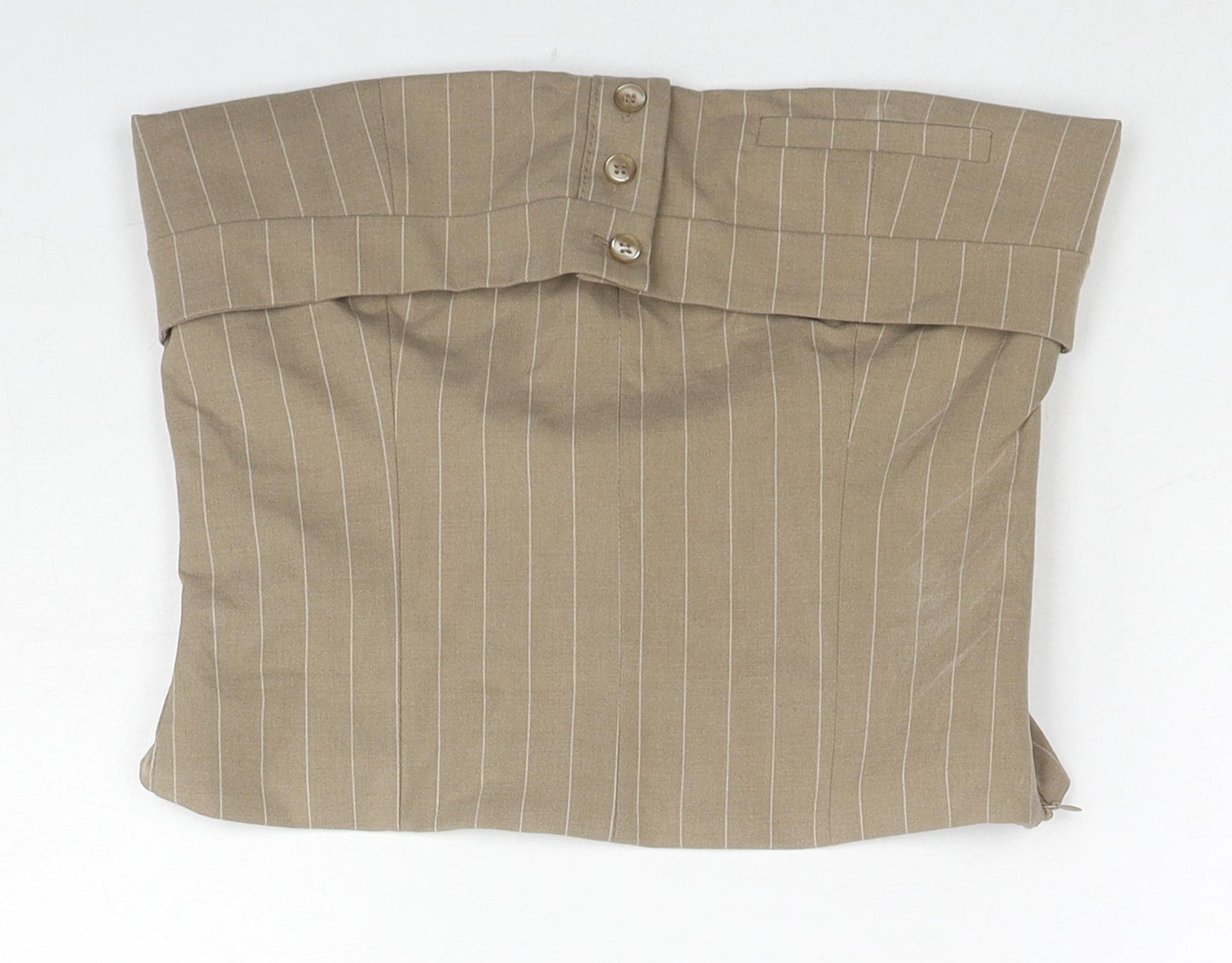 Zara Womens Beige Striped Polyester Cropped Tank Size S Off the Shoulder