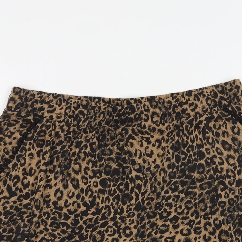NEXT Womens Brown Animal Print Viscose Basic Shorts Size 10 L3 in Regular