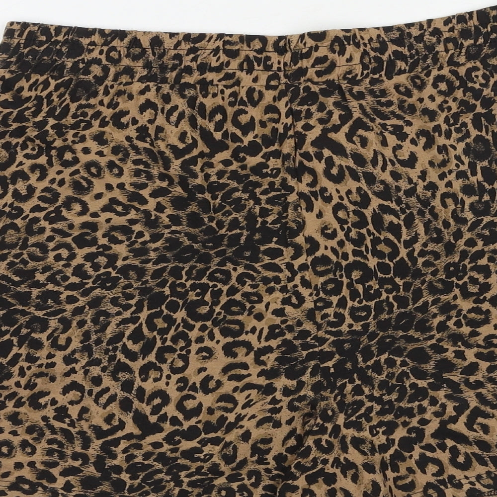 NEXT Womens Brown Animal Print Viscose Basic Shorts Size 10 L3 in Regular