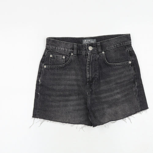 Denim & Co. Womens Black 100% Cotton Cut-Off Shorts Size 8 L3 in Regular Zip
