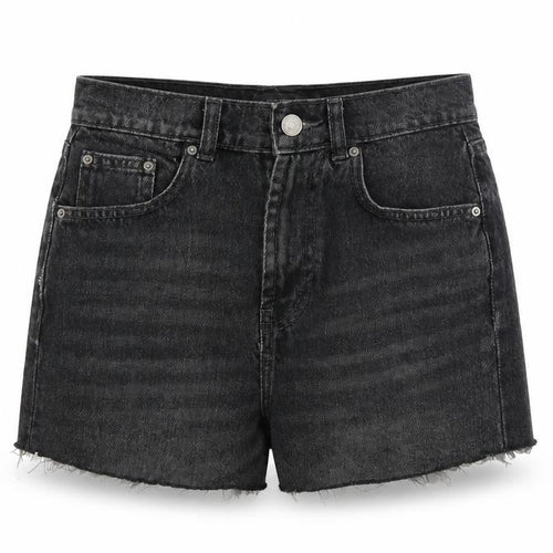 Denim & Co. Womens Black 100% Cotton Cut-Off Shorts Size 8 L3 in Regular Zip