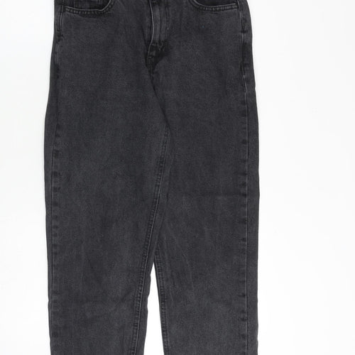 Denim & Co. Womens Grey Cotton Tapered Jeans Size 10 L26 in Regular Zip