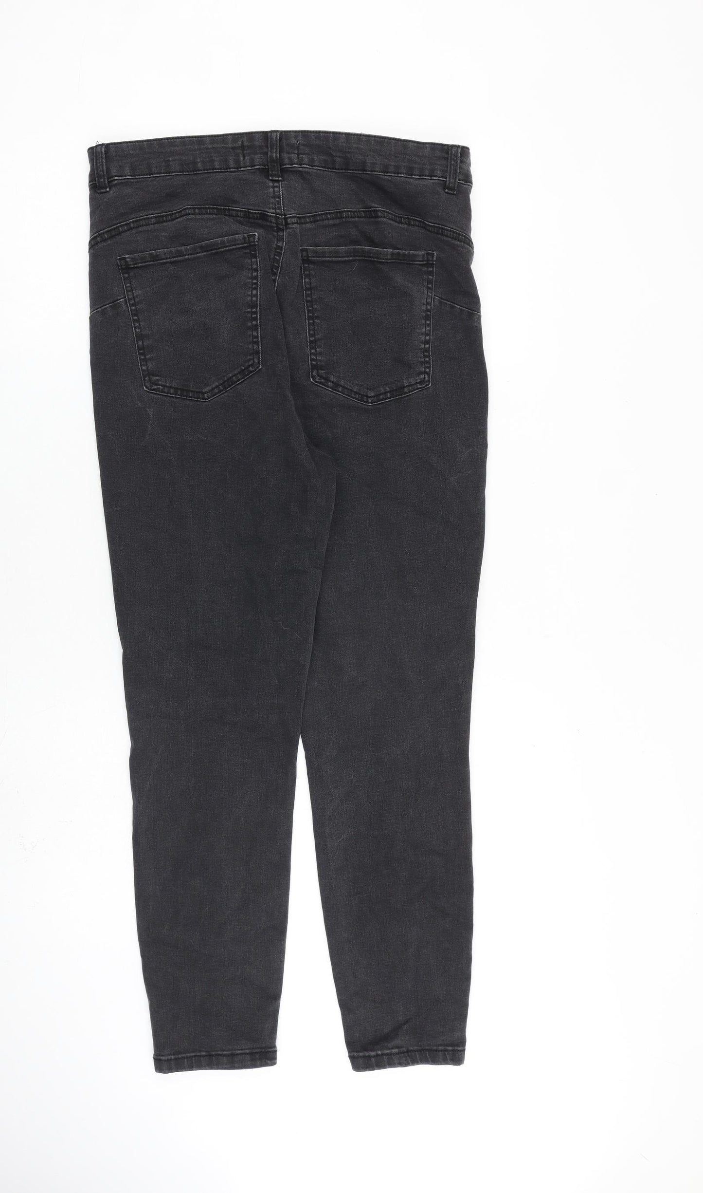 Denim & Co. Womens Grey Cotton Skinny Jeans Size 16 L26 in Regular Zip
