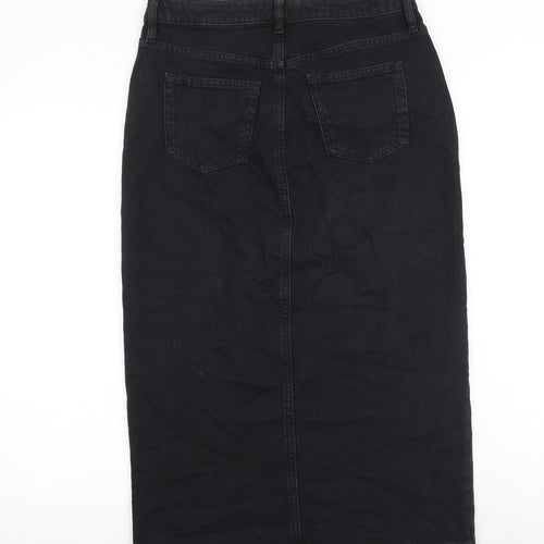 F&F Womens Black Cotton A-Line Skirt Size 12 Zip
