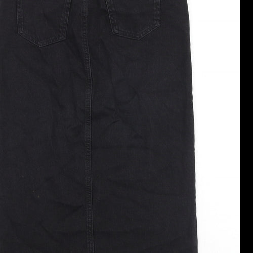 F&F Womens Black Cotton A-Line Skirt Size 12 Zip