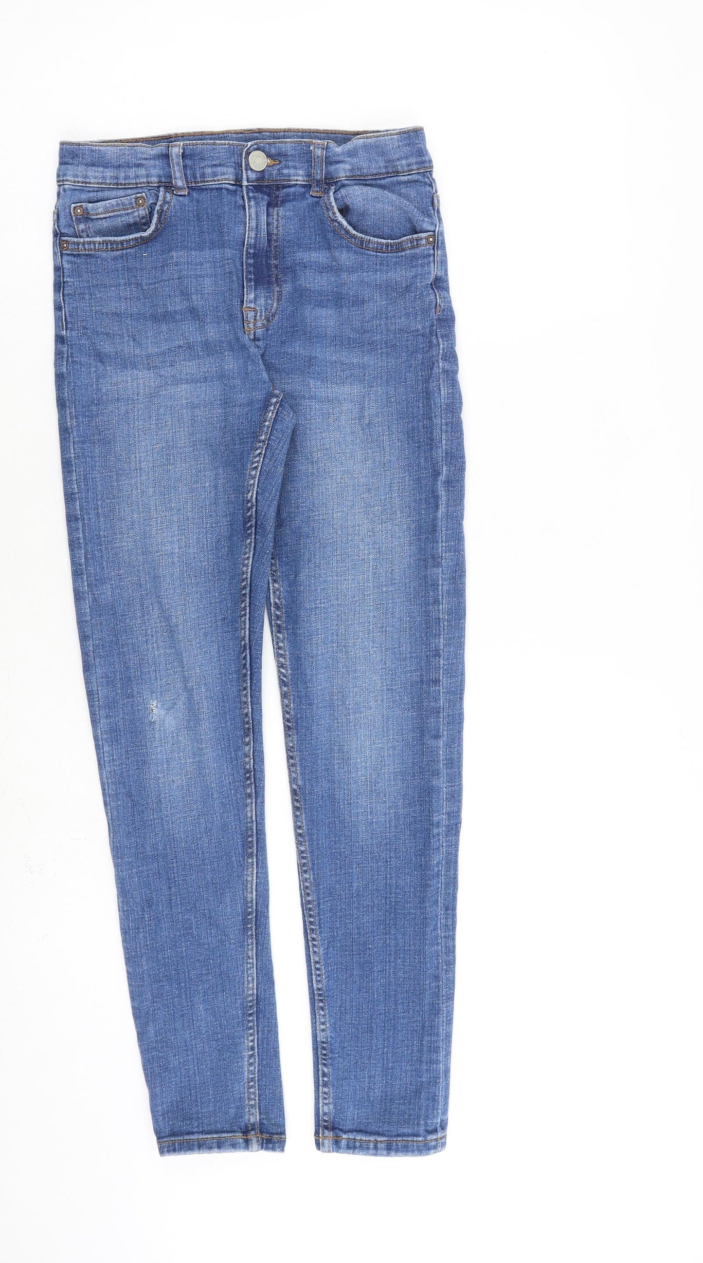 Zara Girls Blue Cotton Skinny Jeans Size 13-14 Years L27 in Regular Zip