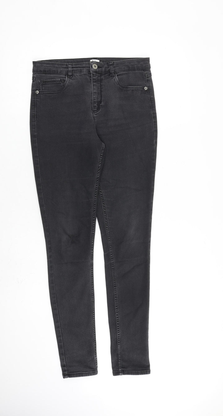 John Lewis Womens Grey Cotton Skinny Jeans Size 10 L30 in Regular Zip