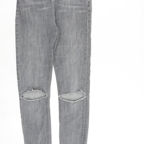 Topshop Womens Grey Cotton Skinny Jeans Size 28 in L34 in Regular Zip