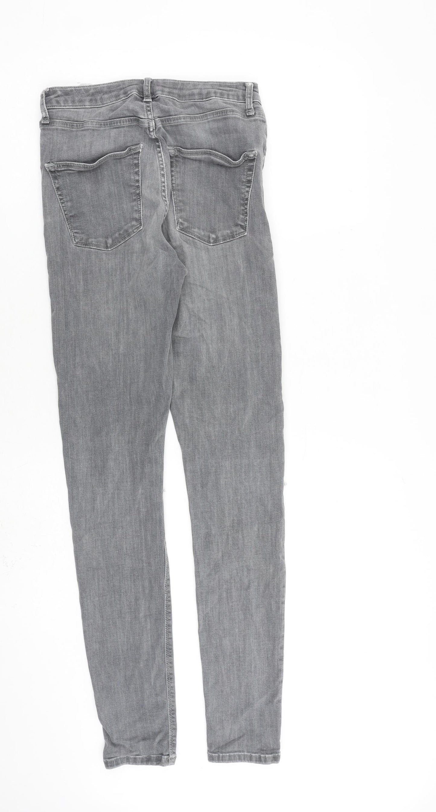 Topshop Womens Grey Cotton Skinny Jeans Size 28 in L34 in Regular Zip