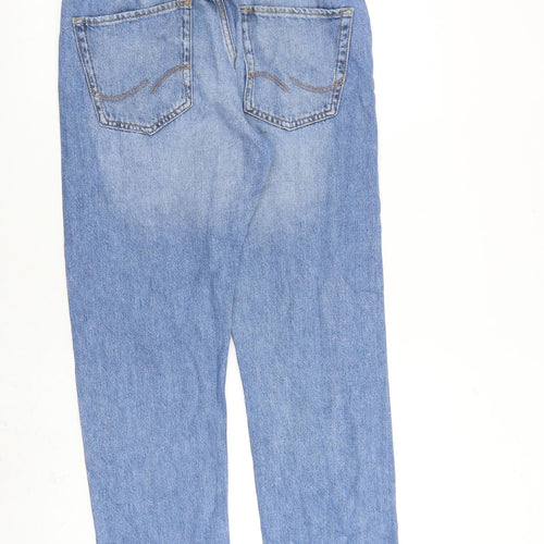 JACK & JONES Mens Blue Cotton Straight Jeans Size 30 in L32 in Relaxed Button