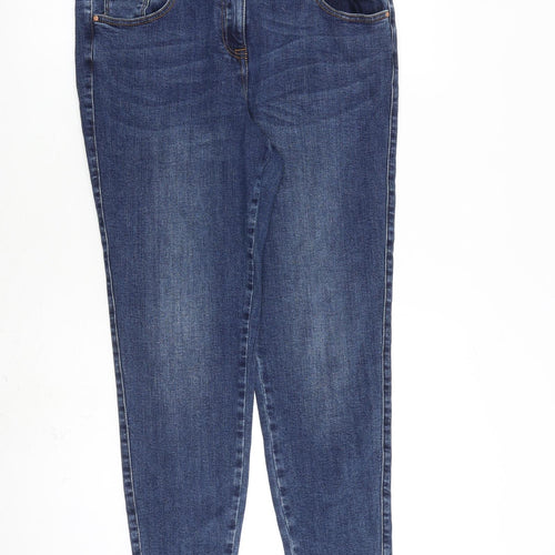 George Womens Blue Cotton Skinny Jeans Size 14 L28 in Slim Zip - Raw Hem