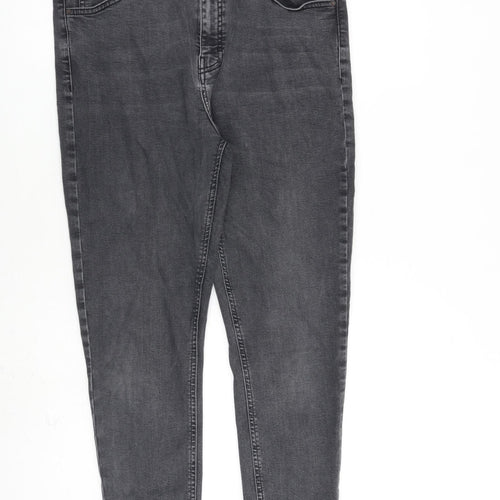 Topshop Womens Grey Cotton Skinny Jeans Size 34 in L32 in Regular Zip