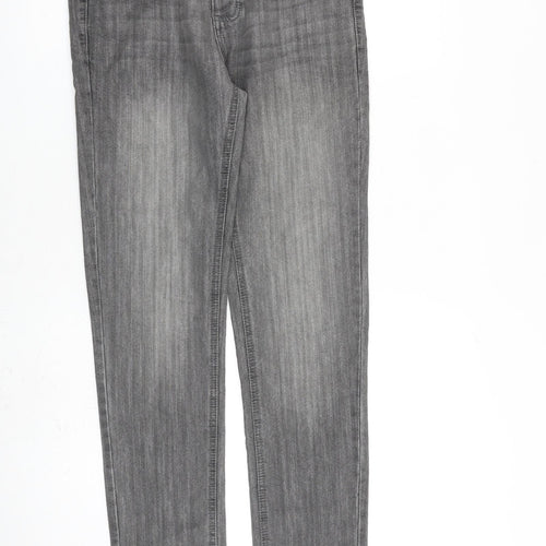 Denim & Co. Mens Grey Cotton Straight Jeans Size 28 in L30 in Slim Button