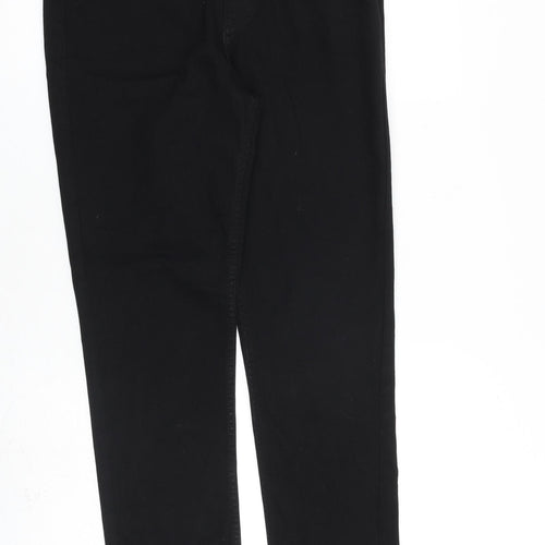 F&F Womens Black Cotton Straight Jeans Size 12 L30 in Regular Zip