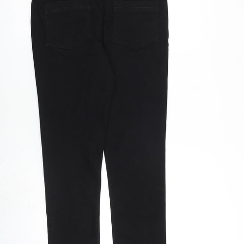 F&F Womens Black Cotton Straight Jeans Size 12 L30 in Regular Zip