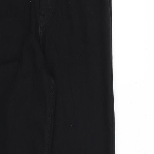 F&F Womens Black Cotton Straight Jeans Size 12 L30 in Regular Zip