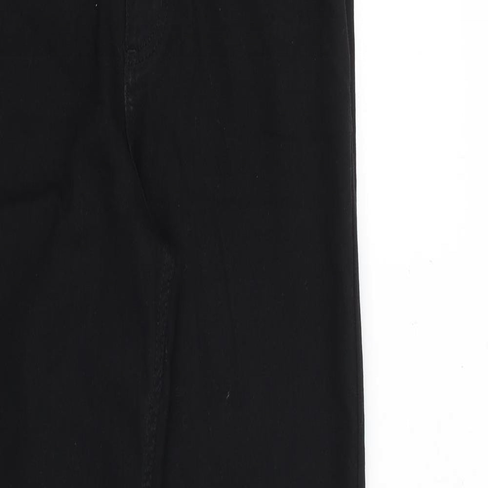 F&F Womens Black Cotton Straight Jeans Size 12 L30 in Regular Zip