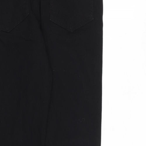 F&F Womens Black Cotton Straight Jeans Size 12 L30 in Regular Zip