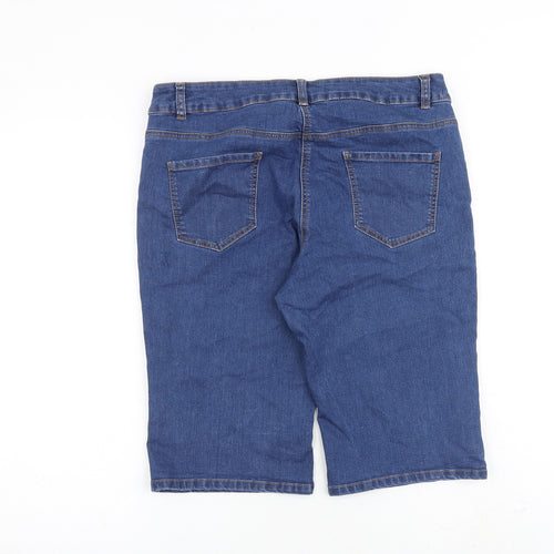 George Womens Blue Cotton Skimmer Shorts Size 14 L12 in Regular Zip