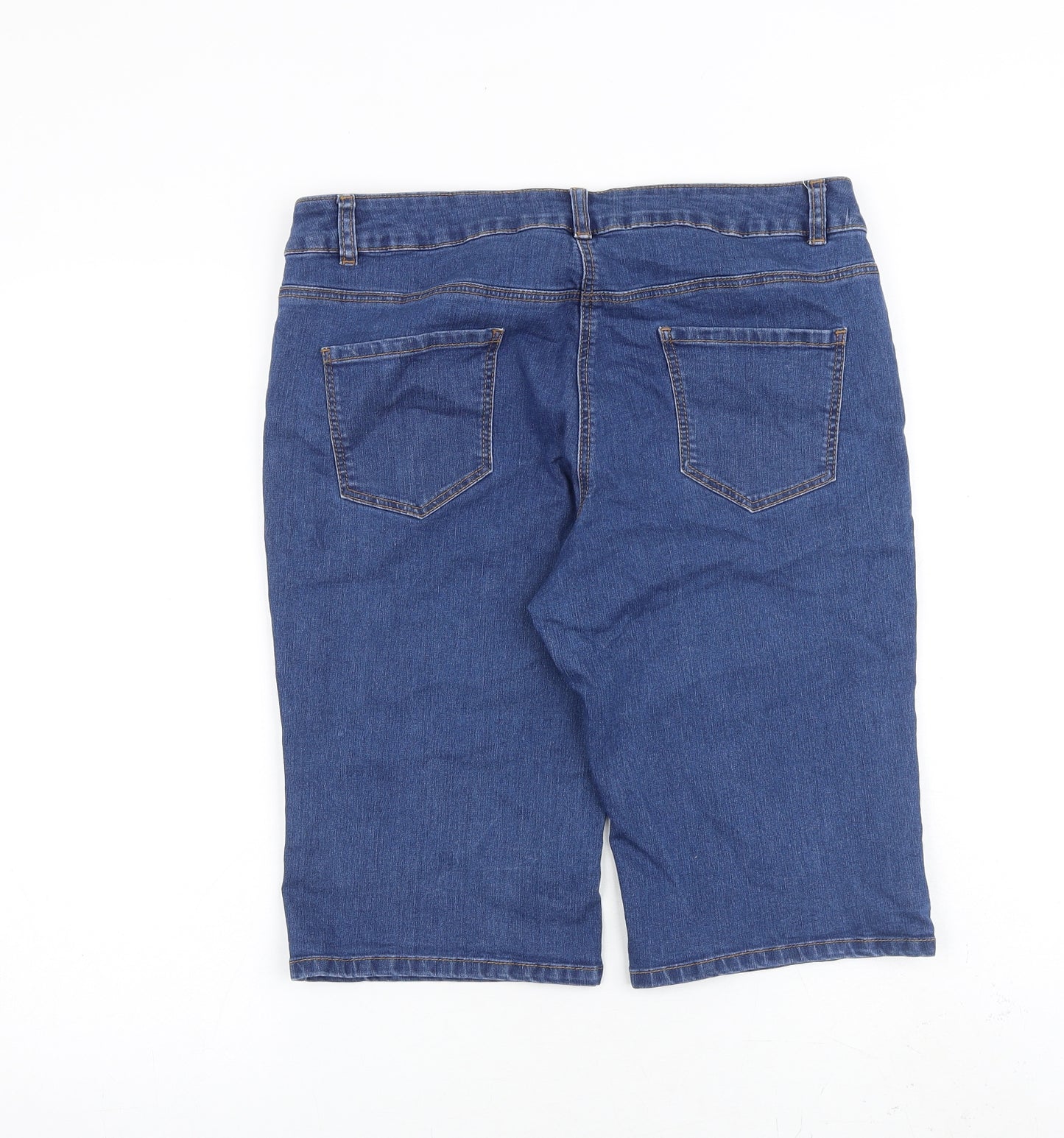 George Womens Blue Cotton Skimmer Shorts Size 14 L12 in Regular Zip