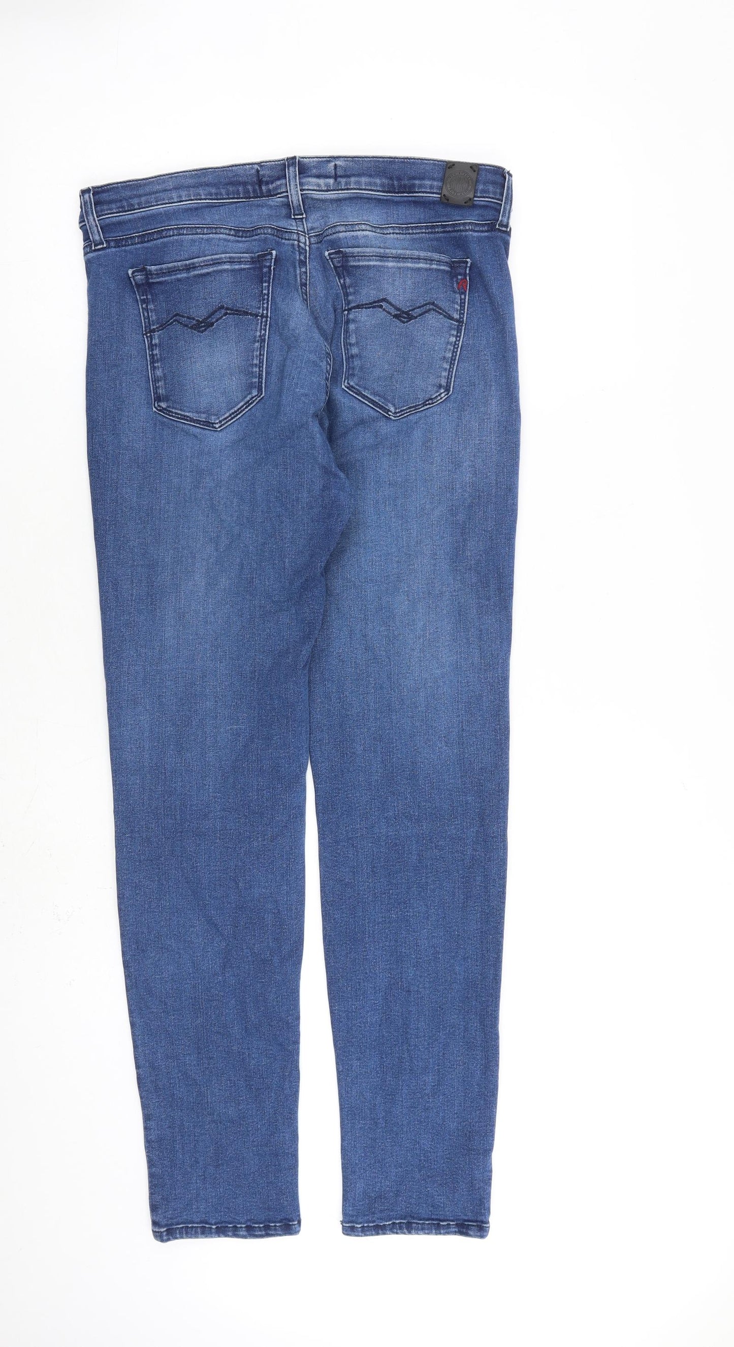 Replay Womens Blue Cotton Straight Jeans Size 32 in L30 in Regular Zip