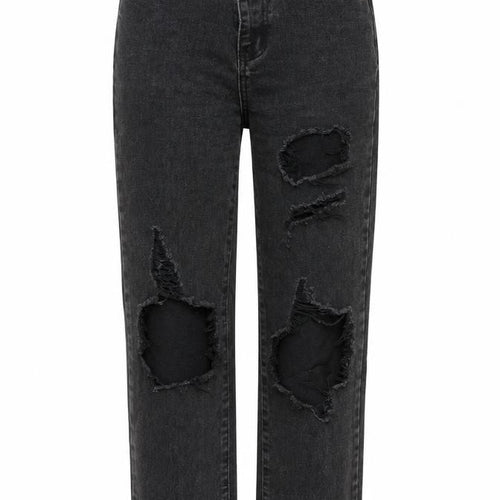 PRETTYLITTLETHING Womens Grey Cotton Straight Jeans Size 8 L28 in Regular Zip