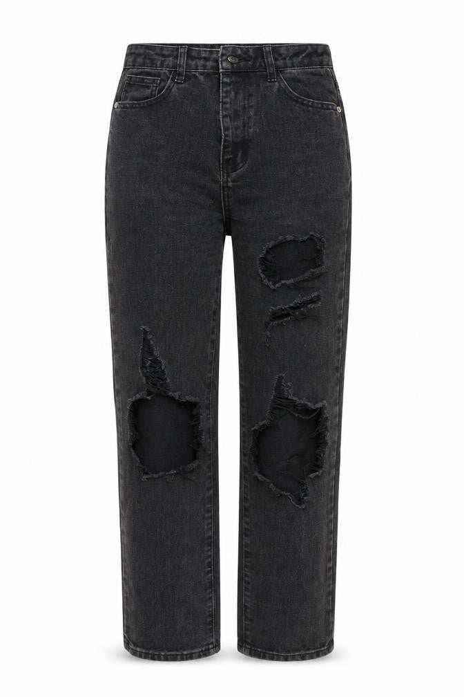 PRETTYLITTLETHING Womens Grey Cotton Straight Jeans Size 8 L28 in Regular Zip