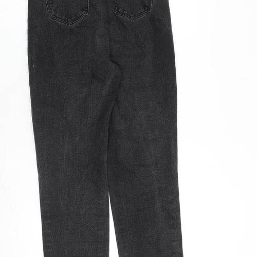 PRETTYLITTLETHING Womens Grey Cotton Straight Jeans Size 8 L28 in Regular Zip