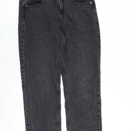 Stradivarius Womens Grey Cotton Straight Jeans Size 12 L30 in Regular Zip