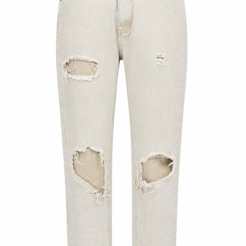 Missguided Womens Beige Cotton Straight Jeans Size 12 L29 in Regular Zip