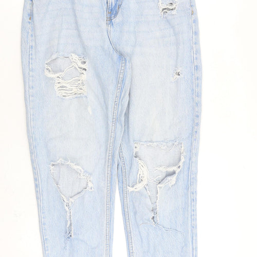 Denim & Co. Womens Blue Cotton Tapered Jeans Size 12 L28 in Regular Zip