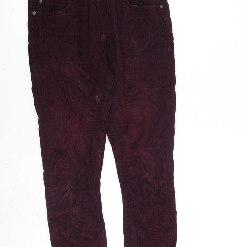 Topshop Womens Red Cotton Trousers Size 28 in L30 in Regular Zip