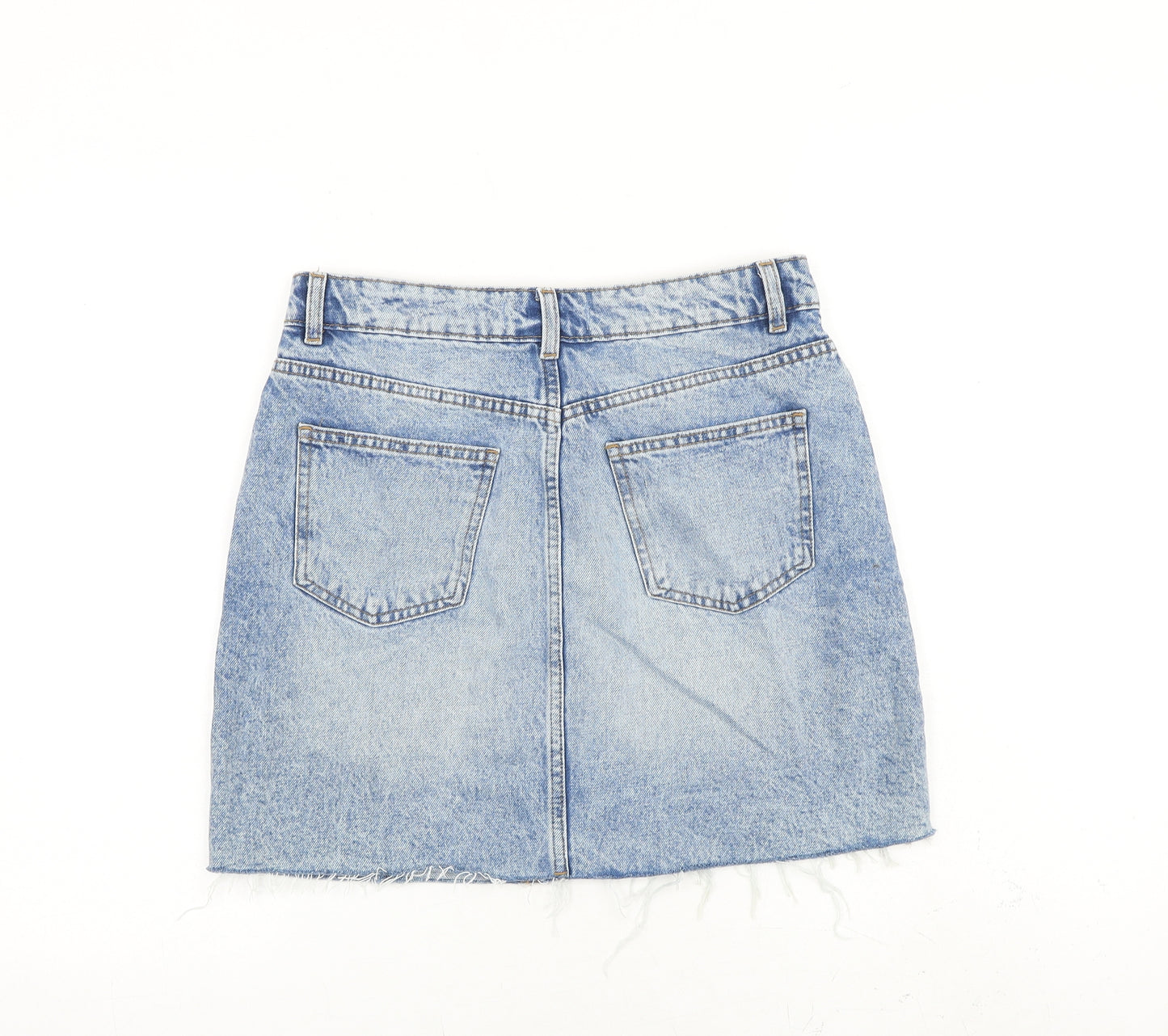 Denim & Co. Womens Blue Cotton A-Line Skirt Size 12 Zip