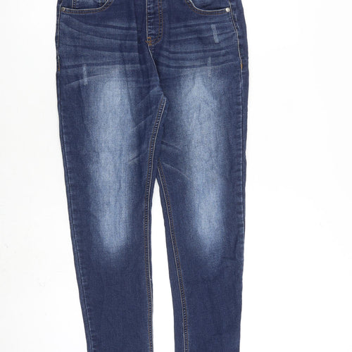 NEXT Womens Blue Cotton Tapered Jeans Size 12 L25 in Regular Drawstring